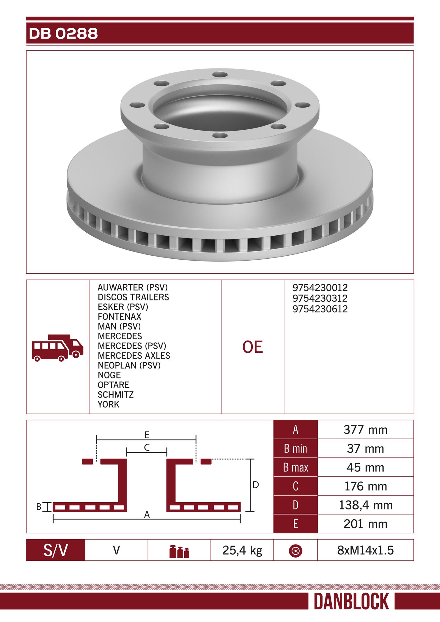 Disc frana DB 0288 DANBLOCK